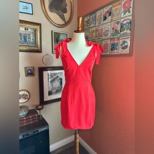Amanda Uprichard Allora Tie Shoulder Mini Dress Crimson Red